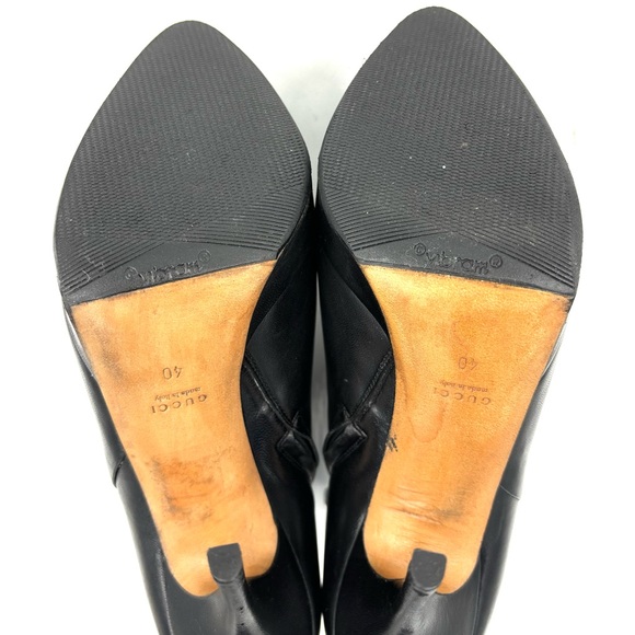 Gucci Black Leather Platform Ankle Boots Booties 252113 - Picture 8 of 13